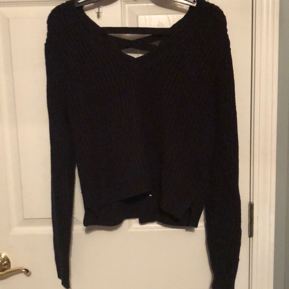 Lace back sweater
